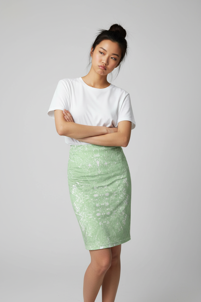Green Leaf Pencil Skirt