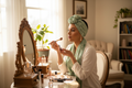 Green Leaf Scarf Headwrap Makeup