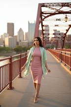 Green Leaf Scarf on Hot Metal Bridge