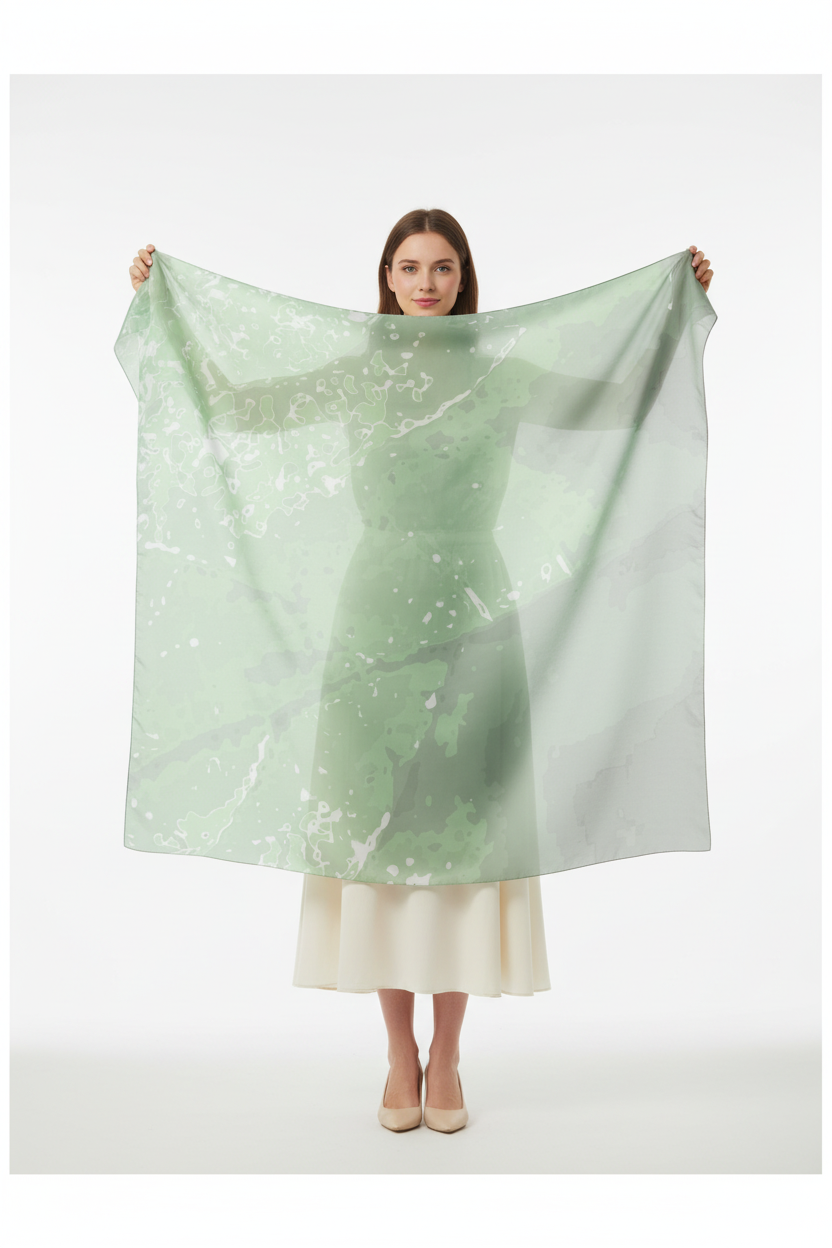 Green Leaf Scarf Studio Shot