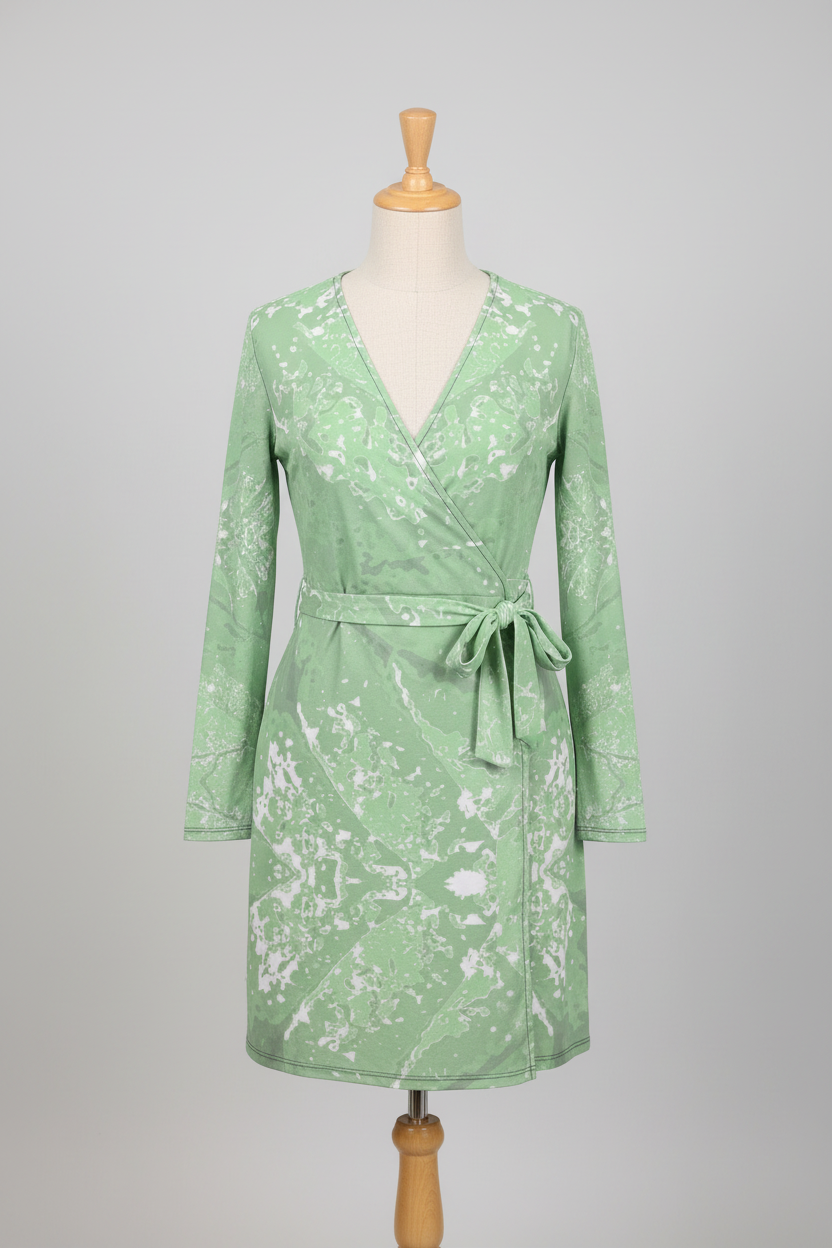 Green Leaf Wrap Dress