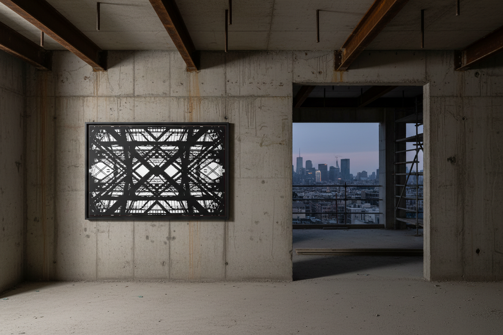 Hot Metal Canvas in Brutalist Building Under Construction