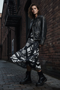 Hot Metal Midi Skirt – Leather Jacket Combat Boots