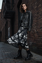 Hot Metal Midi Skirt – Leather Jacket Combat Boots