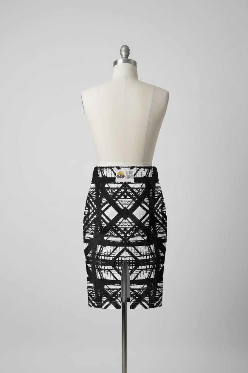 Hot Metal Pencil Skirt Back View Mannequin Mockup