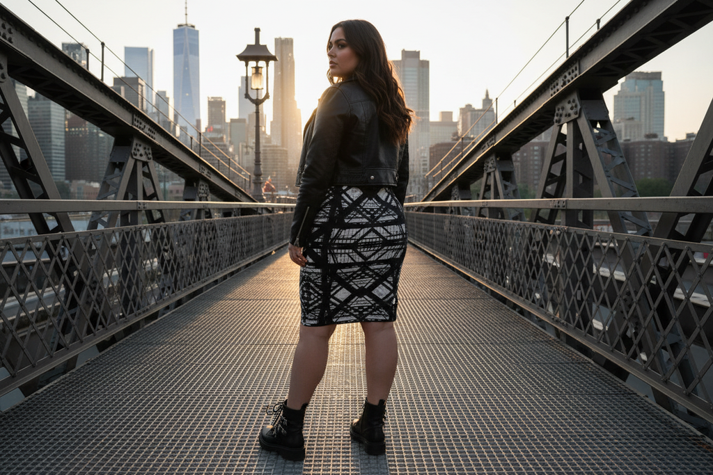Hot Metal Pencil Skirt back view mockup