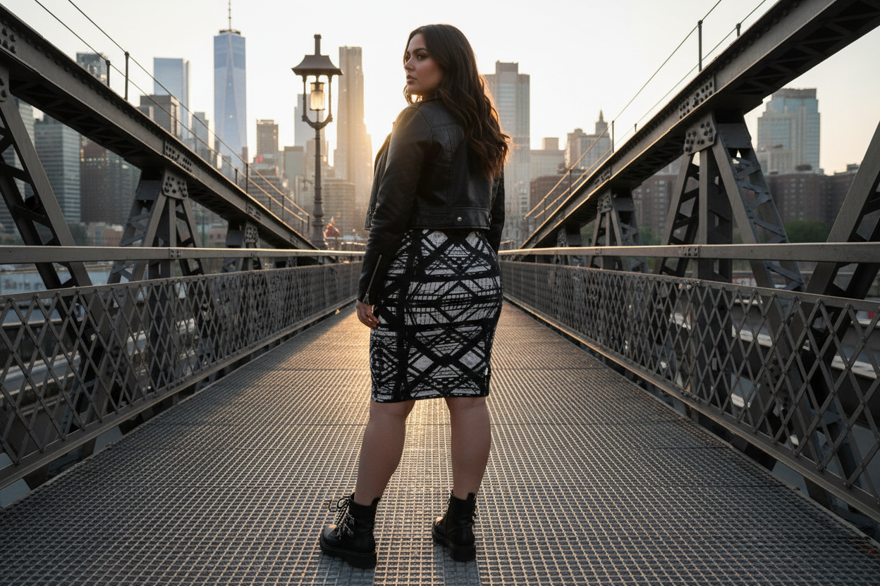 Hot Metal Pencil Skirt back view mockup