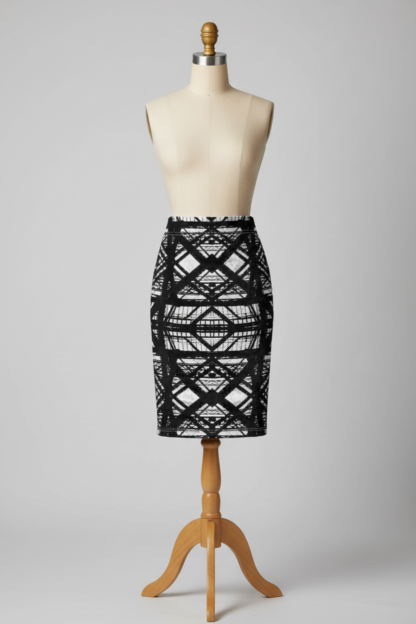 Hot Metal Pencil Skirt Front View Mannequin Mockup