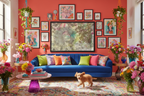 Joy Canvas - Dopamine Decor Apartment with Flowers and Puppy