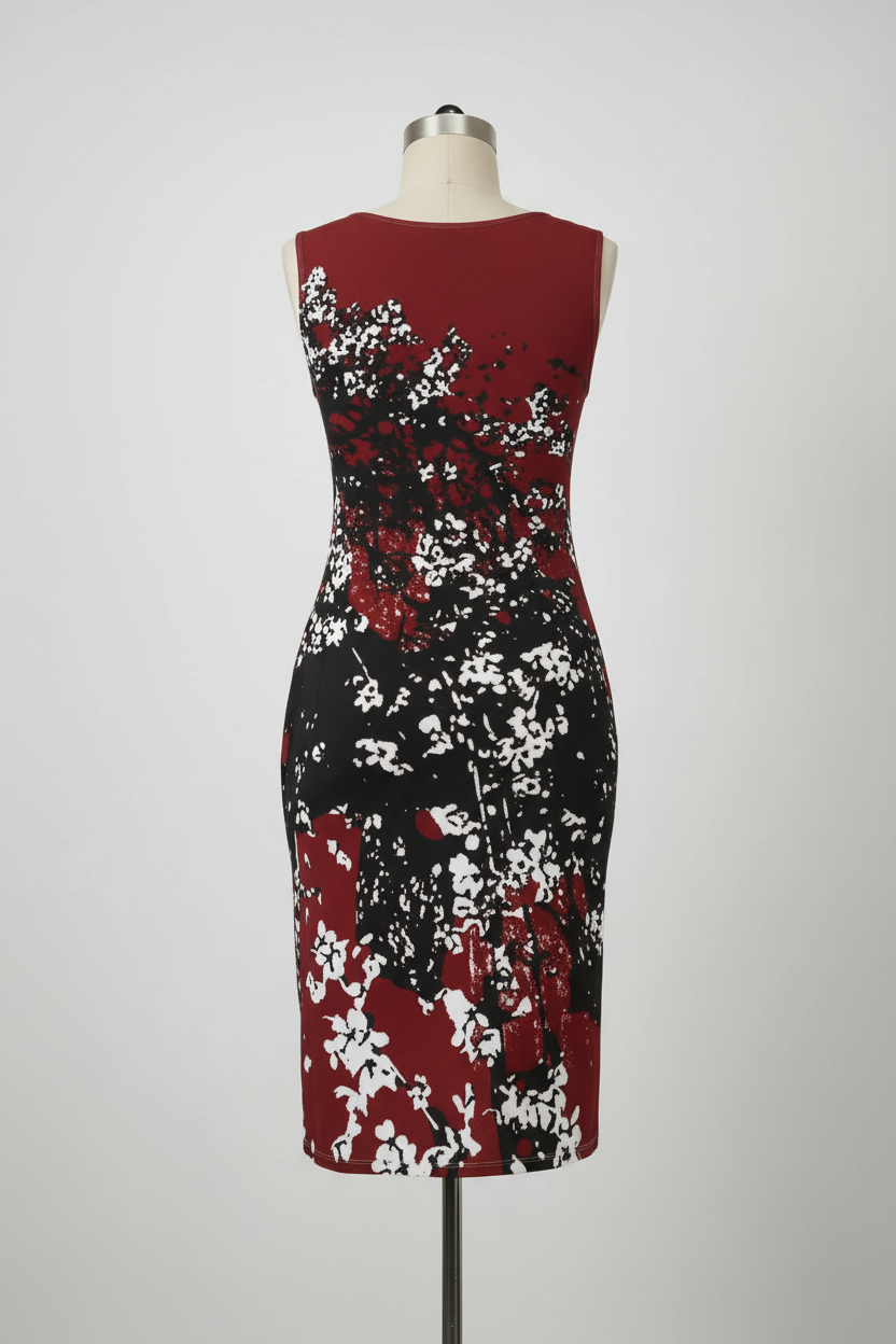 Mad Blossom Bodycon Dress Back View Mannequin Mockup