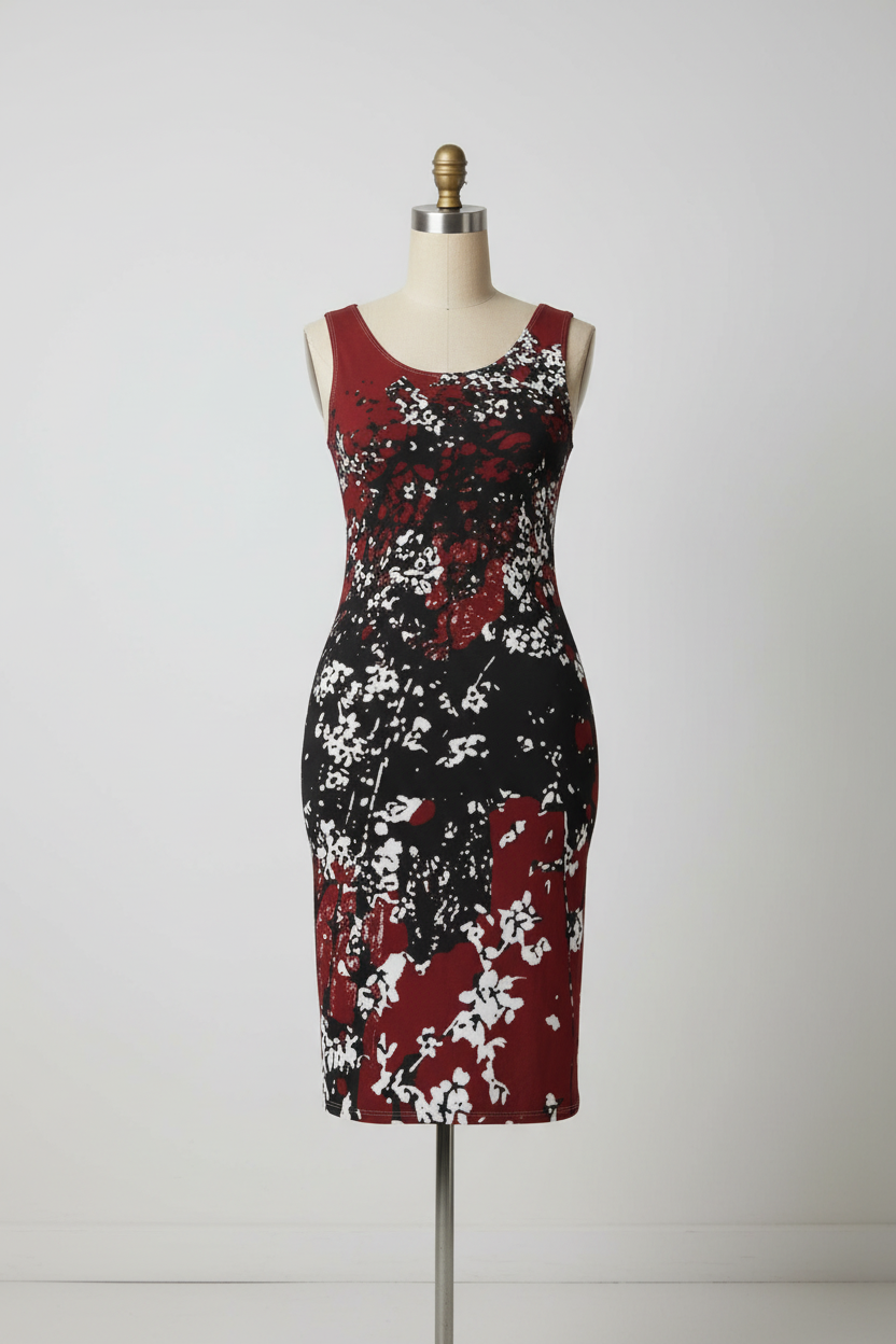 Mad Blossom Bodycon Dress Front View Mannequin Mockup