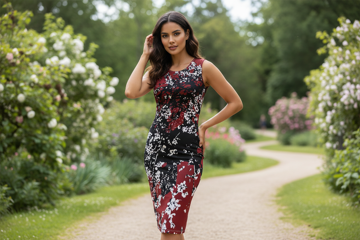Mad Blossom Bodycon Dress lifestyle mockup