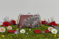 Mad Blossom Flat Frame Bag on Moss with Flowers Studio Mockup