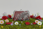 Mad Blossom Flat Frame Bag on Moss with Flowers Studio Mockup