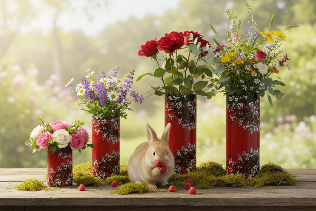 Mad Blossom Glass Vases Lifestyle with Bunny