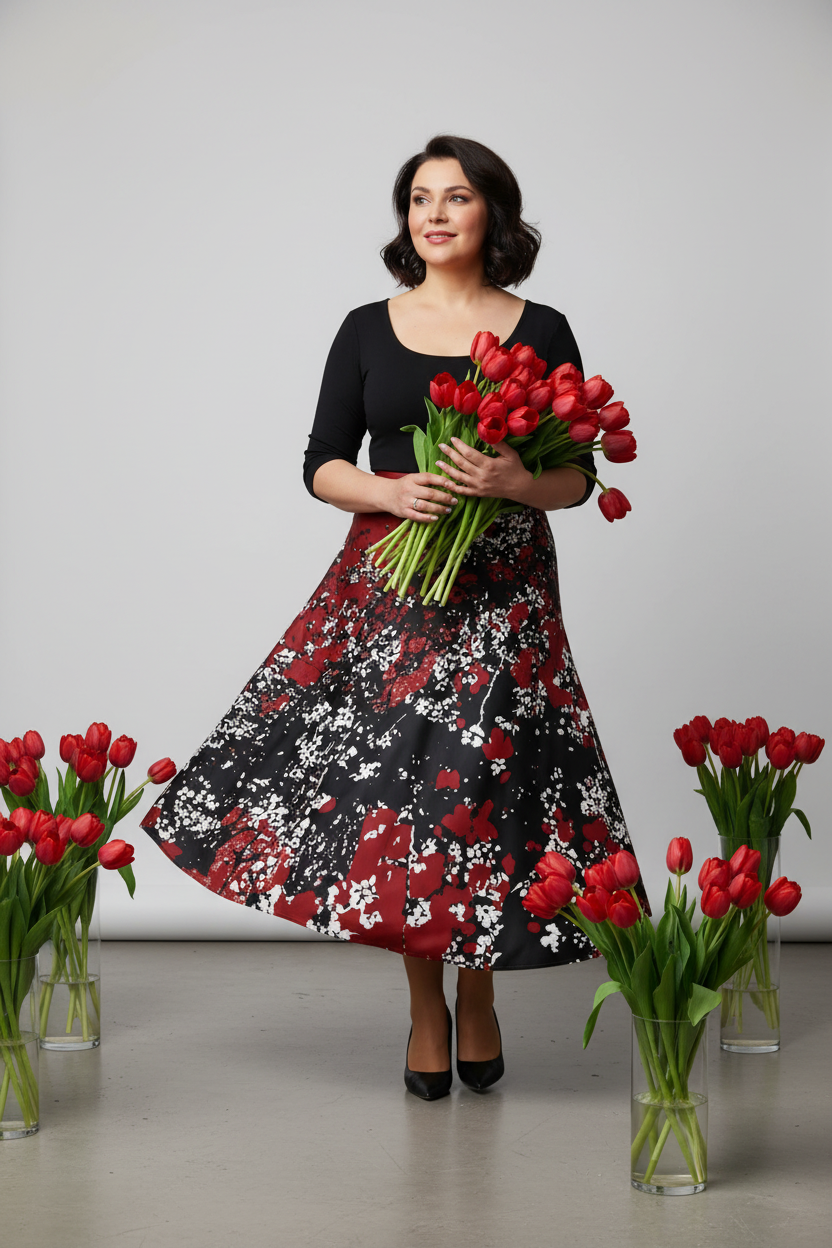 Mad Blossom Midi Skirt – Studio Red Tulips