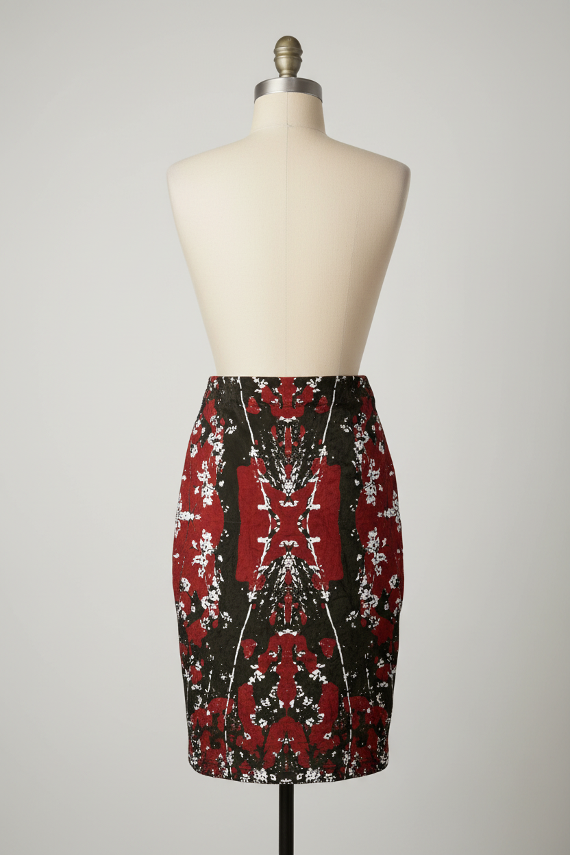 Mad Blossom Pencil Skirt Back View Mannequin Mockup