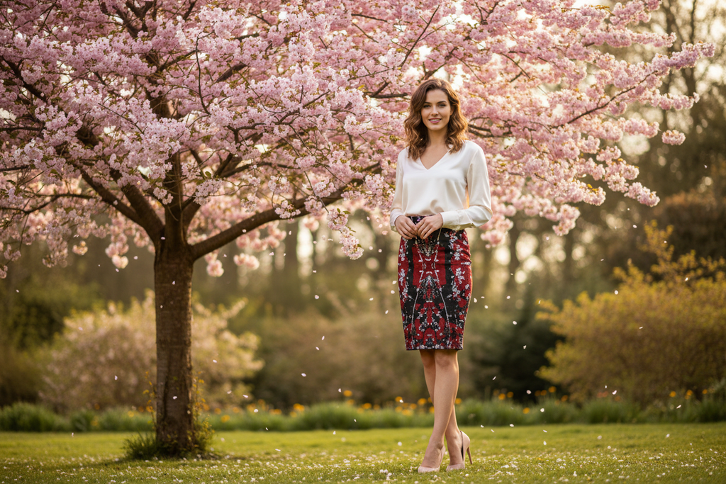 Mad Blossom Pencil Skirt lifestyle mockup
