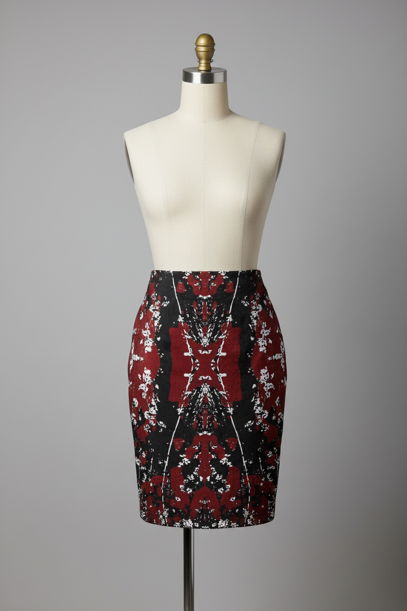 Mad Blossom Pencil Skirt Mannequin Mockup