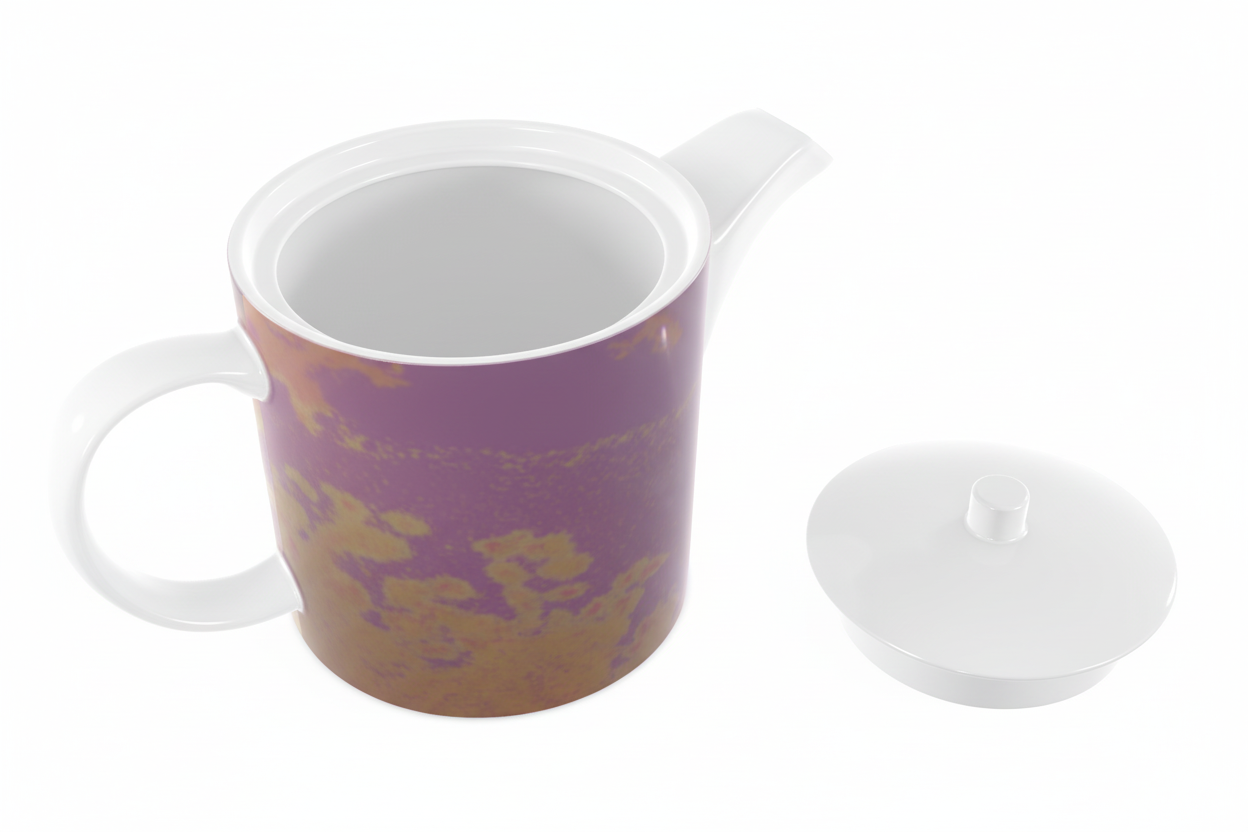 Neon Shade Bone China Teapot overhead studio shot