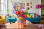 Neon Shade Glass Vase centerpiece in dopamine decor apartment