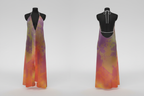 Neon Shade Halterneck backless dress on black mannequin front and back