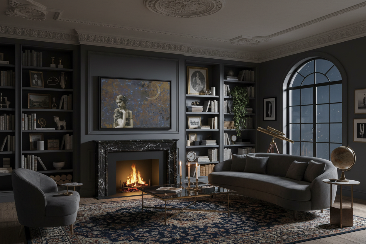 Pensive Canvas - Dark Academia Antique Modern Apartment
