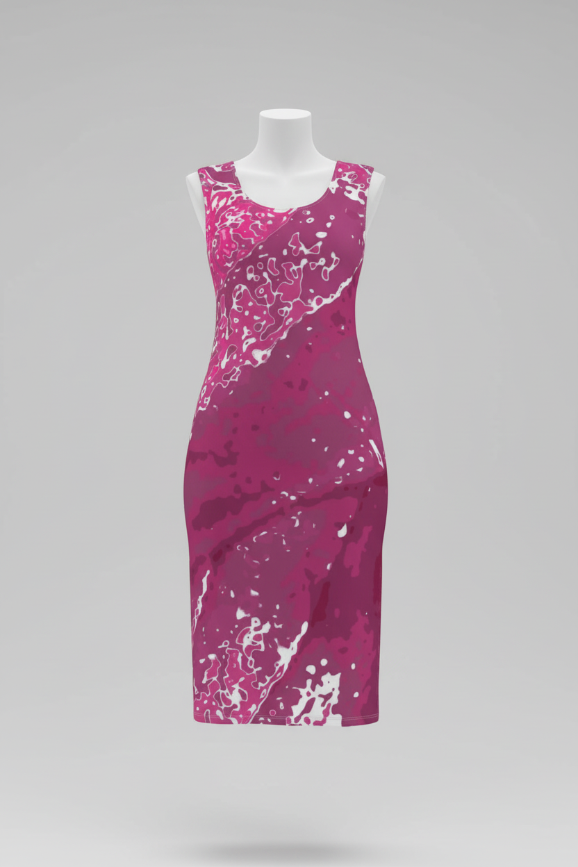 Pink Leaf Bodycon Dress on mannequin - updated