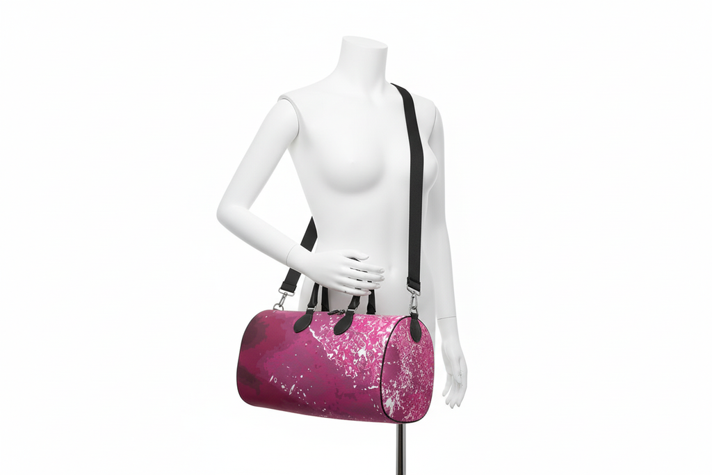 Pink Leaf Duffle Bag small size front reference mannequin mockup