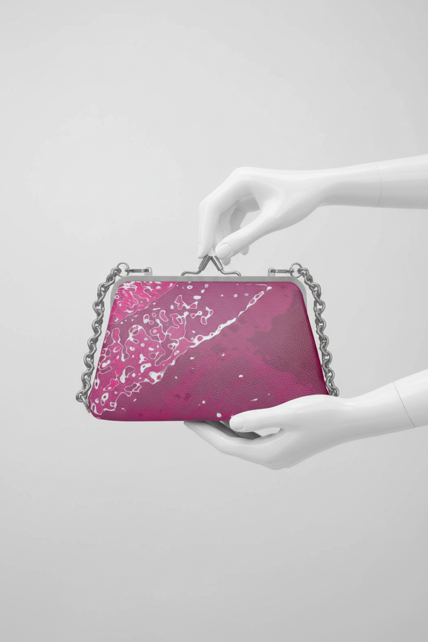 Pink Leaf Flat Frame Bag closeup mockup