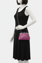 Pink Leaf Flat Frame Bag full strap mockup