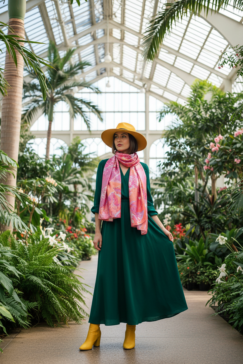 Pink Leaf Scarf at Phipps Conservatory
