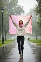 Pink Leaf Scarf Rain Protection