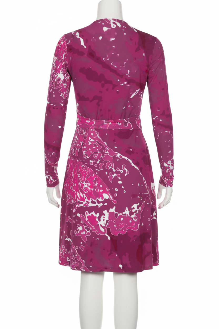 Pink Leaf Wrap Dress back mannequin mockup