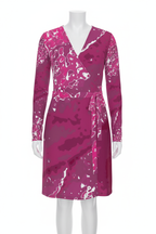 Pink Leaf Wrap Dress front mannequin mockup