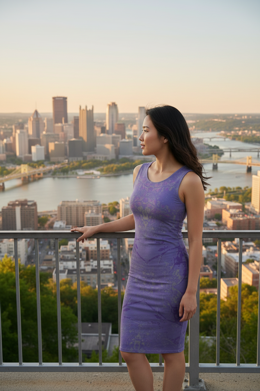 Purple Leaf Bodycon Dress