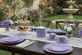 Purple Leaf China Plates and Teapot high tea mockup