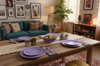 Purple Leaf China Plates dinner mockup