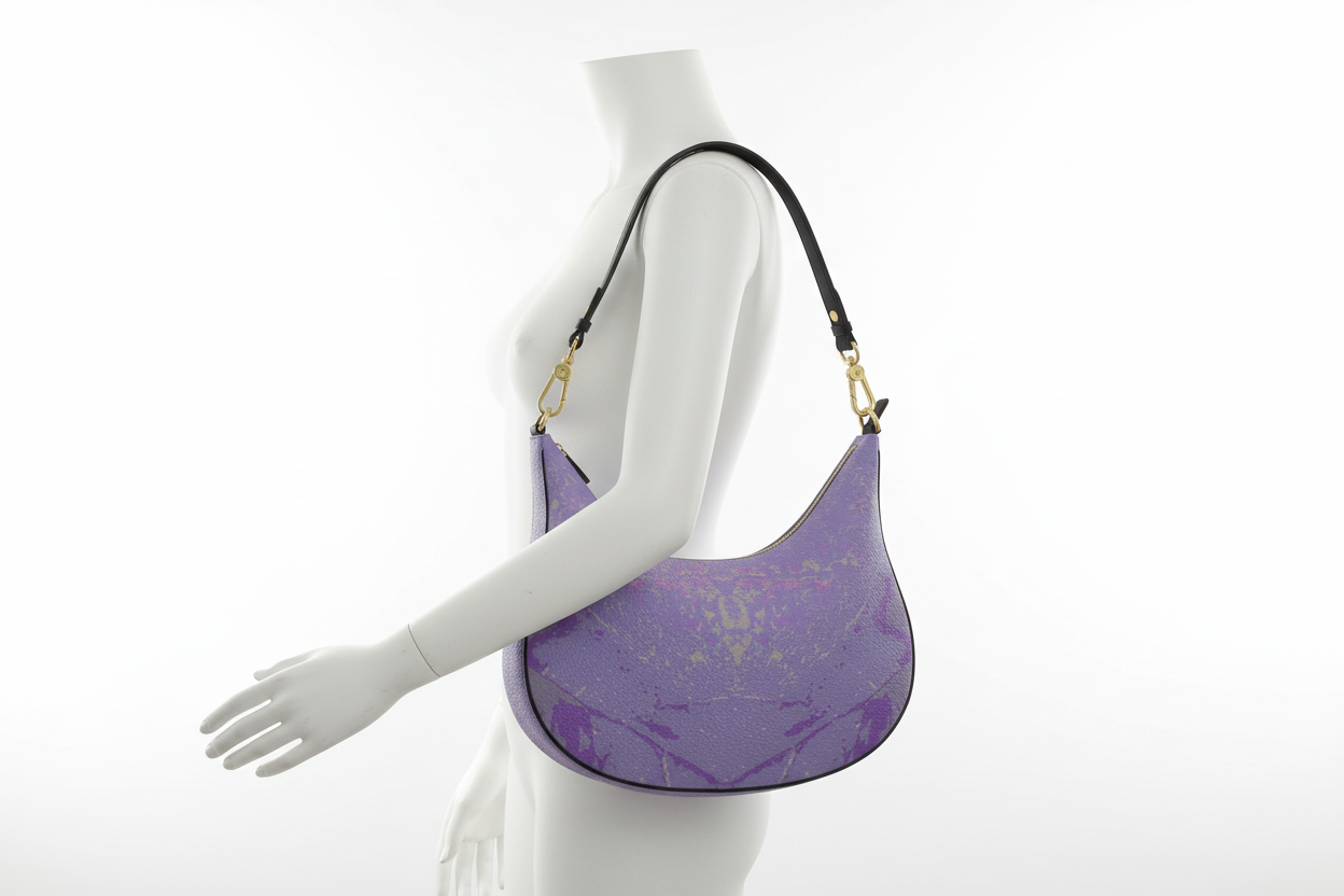 Purple Leaf Curve Hobo Bag mannequin mockup