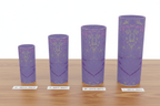 Purple Leaf Glass Vase – All 4 Sizes Labeled Maple Table