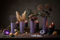 Purple Leaf Glass Vase – Witchy Boho Crystal Tablescape