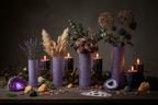 Purple Leaf Glass Vase – Witchy Boho Crystal Tablescape