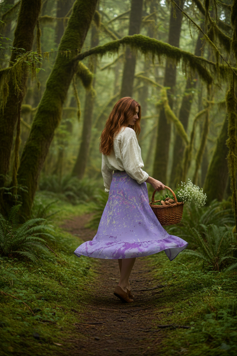 Purple Leaf Midi Skirt – Olympic National Forest