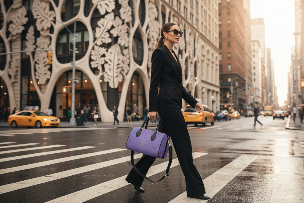 Purple Leaf Mini Denbigh Duffle bag mockup