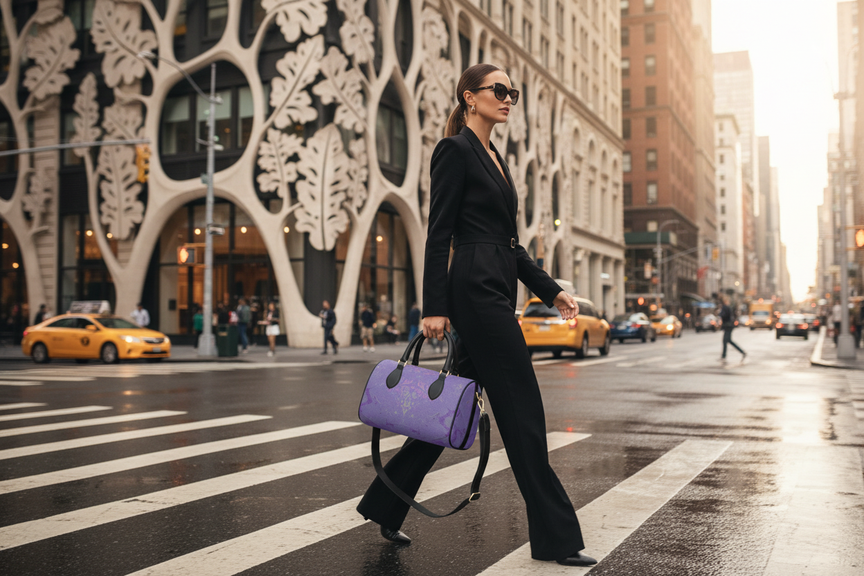 Purple Leaf Mini Denbigh Duffle bag mockup