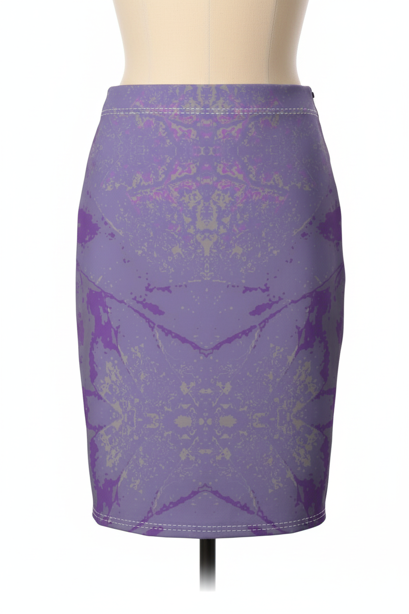 Purple Leaf Pencil Skirt on Mannequin