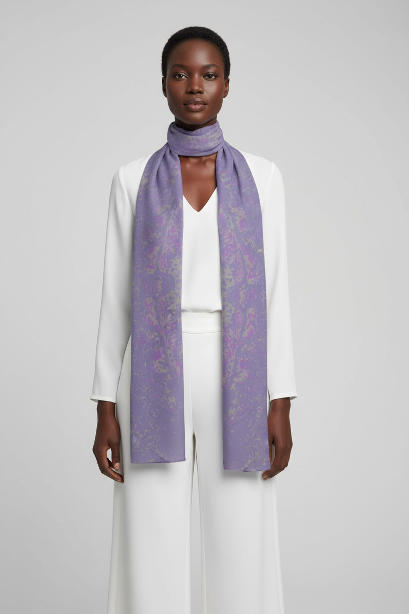 Purple Leaf Scarf Wrap or Shawl
