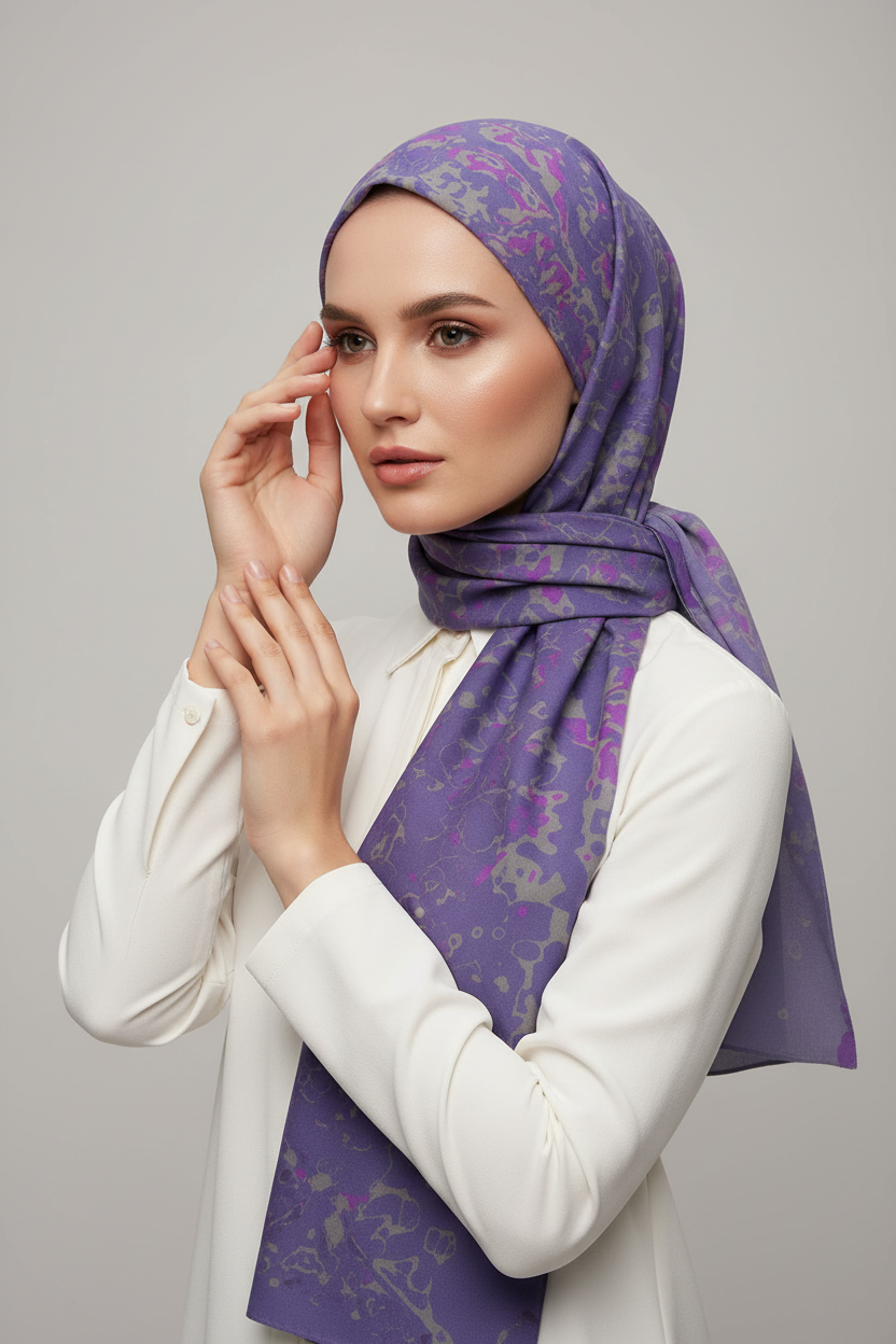 Purple Leaf Scarf Wrap or Shawl