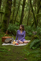 Purple Leaf Wrap Dress Picnic Olympic National Forest Badger Squirrel Mockup