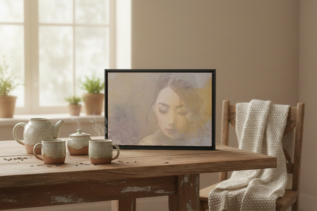 Reading the Leaves on Farmhouse Table - No Wall Art